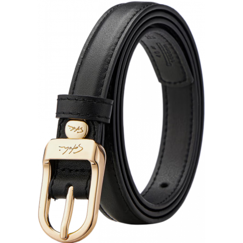 沙馳（SATCHI）皮帶女士時尚針扣牛皮腰帶小眾百搭牛仔褲2025新款褲帶 黑色 95cm