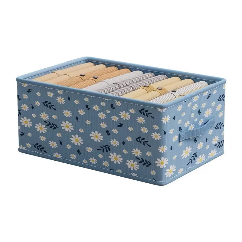 学生宿舍可折叠便携裤子收纳盒整理师推荐大容量小雏菊收纳箱衣服 4个