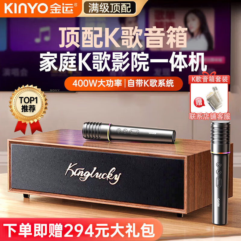 金运（KINYO）【行业TOP】家庭ktv唱歌全套设备K歌麦克风音箱一体卡拉ok电视点歌机功放蓝牙音响带系统家用V1pro