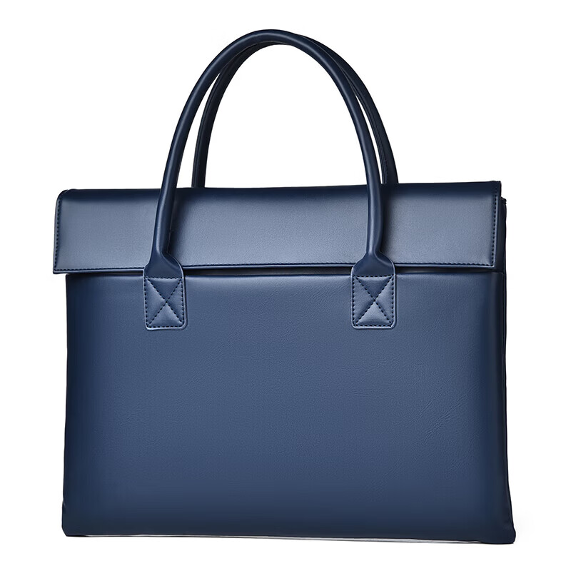 新款时尚小众PU简约女百搭商务潮流手提包大容量笔记本电脑包男 蓝色 均码