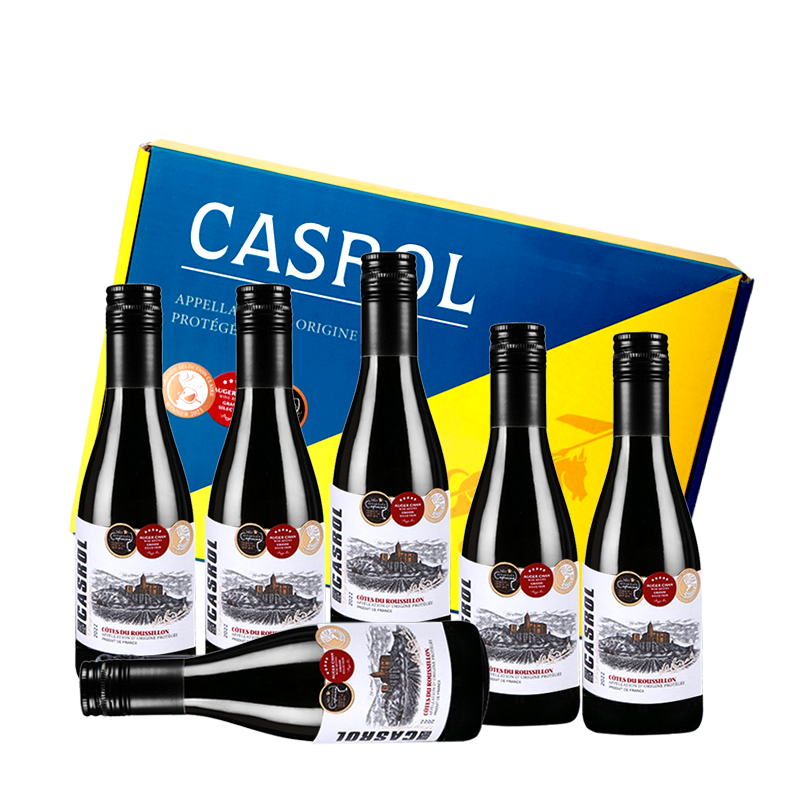 卡露传奇法国进口红酒14.5度AOC歌海娜干红葡萄酒187ml*6瓶装小酒礼盒送礼