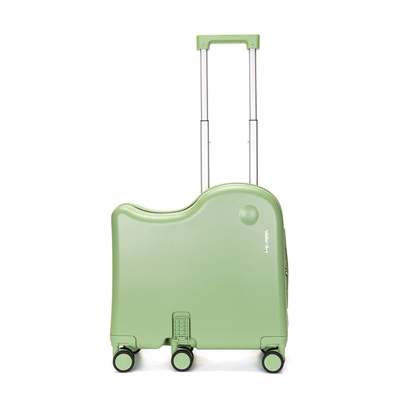 Walker Shop品牌儿童行李箱可坐可骑6-12岁轻便小型登机箱拉杆箱男女旅行箱 果绿 18英寸 【可登机】
