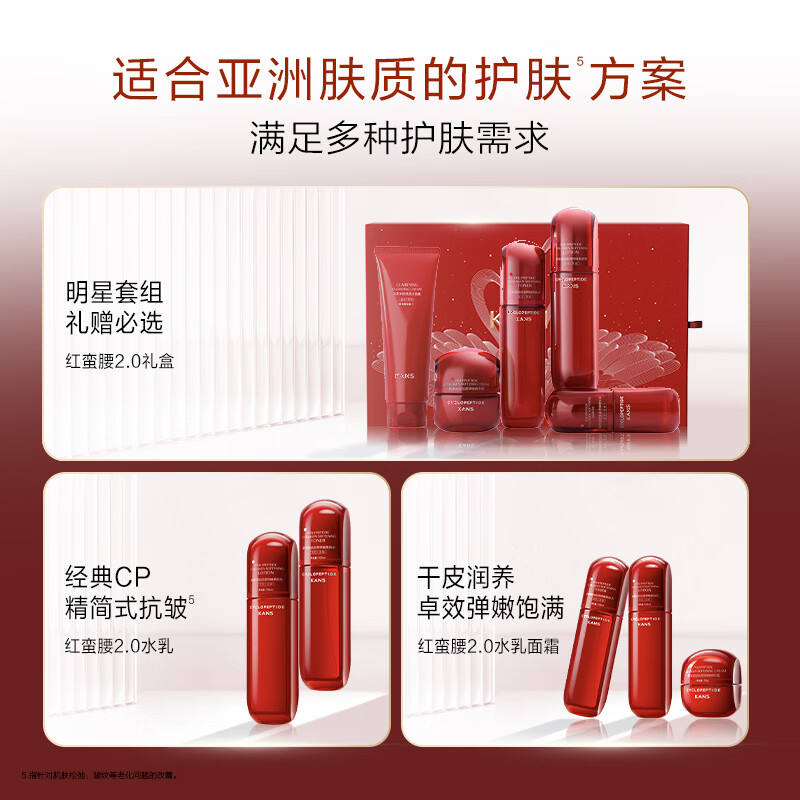 韩束（KanS）红蛮腰水乳护肤品套装抗皱紧致补水保湿套装礼物送女友送妈妈 红蛮腰水80ml*2+乳80ml*2