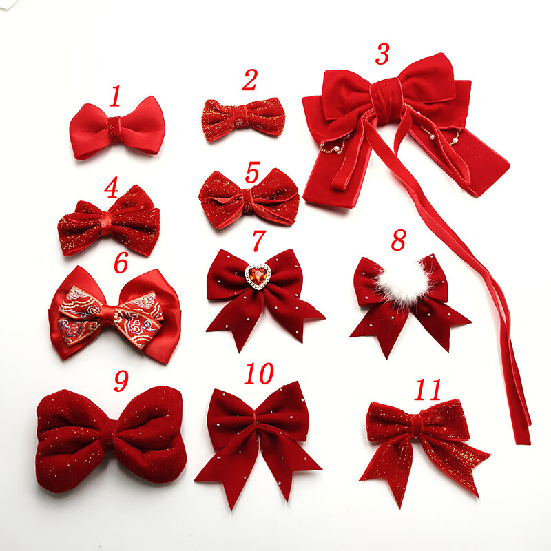 【严选】新款圣诞新年系列布艺貂毛蝴蝶结儿童头饰配件diy服装包 1