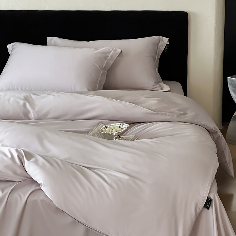 ROLAND LIVE高级感50支双股长绒棉四件套纯色全棉床单被套轻奢纯棉床上用品 SW全棉长绒棉套件-长期主义微微紫 1.2米床 床单款 （被套150*200cm）