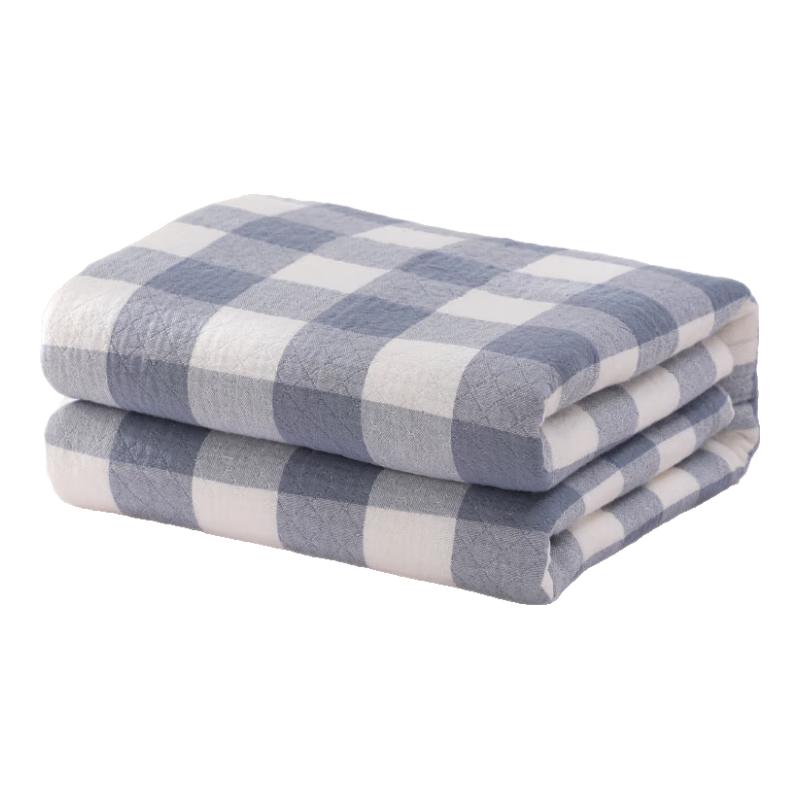 沐凡(mufan)毛巾被純棉冬季全棉加厚毛巾毯兒童學(xué)生午睡毯透氣辦公室空調(diào)蓋毯 歐格藍(lán)色 150*200cm