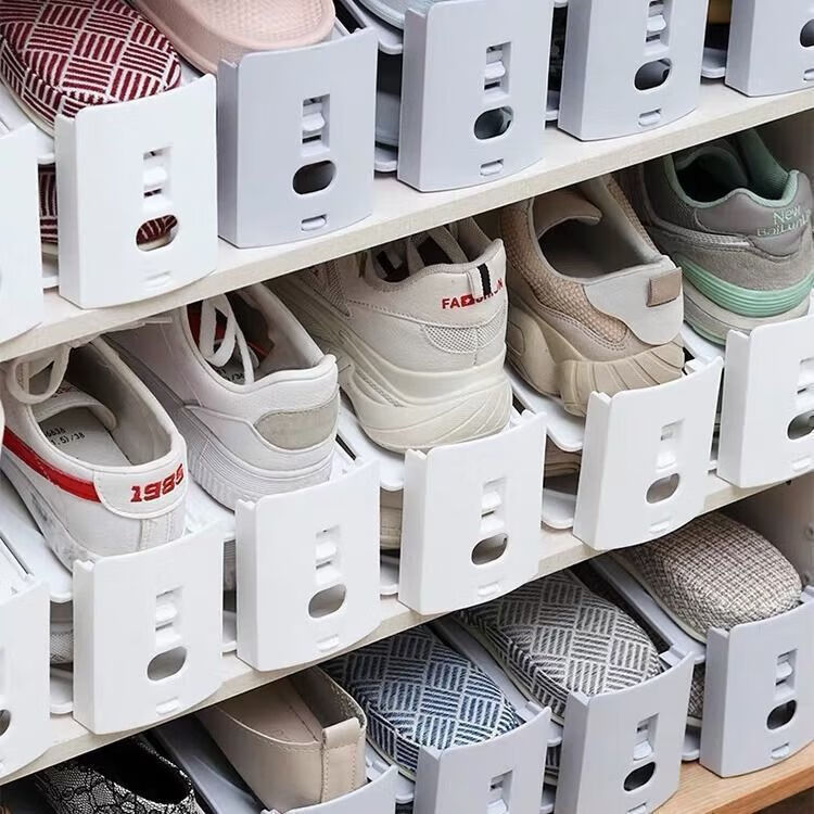 鞋架双层鞋托三档可调节家用宿舍整理拖鞋鞋柜鞋子收纳架 北欧灰