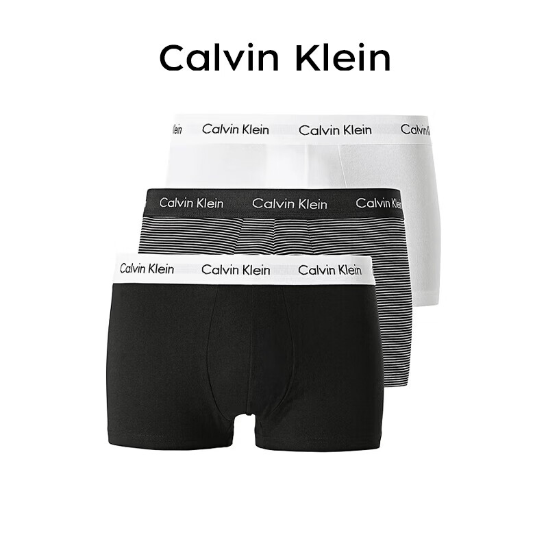 Calvin Klein  CK 男士平角内裤套装 3条装 送男友礼物 U2664G IOT黑白条纹 L 