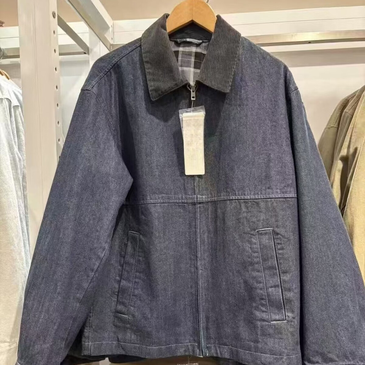 【抢】男装女装休闲拉链短茄克外套巴恩风翻领夹克478230 480827 深蓝色牛仔色 S S[建议体重90110斤]