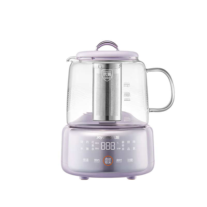 九阳（Joyoung）全玻璃母婴养生壶恒温壶 大容量花茶壶 办公室多功能煮茶壶 0胶水0金属 72h保温 1.5L K15D-WY106