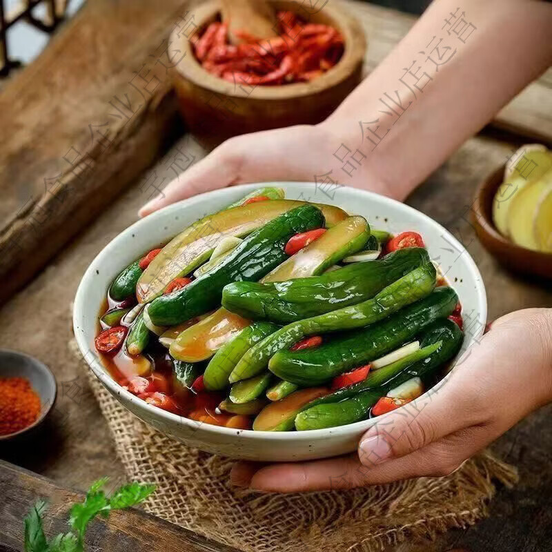 石磨小镇外婆的清脆爽口开袋即食小吃酸辣黄瓜与贡菜 黄瓜香辣+贡菜酸辣 5包不