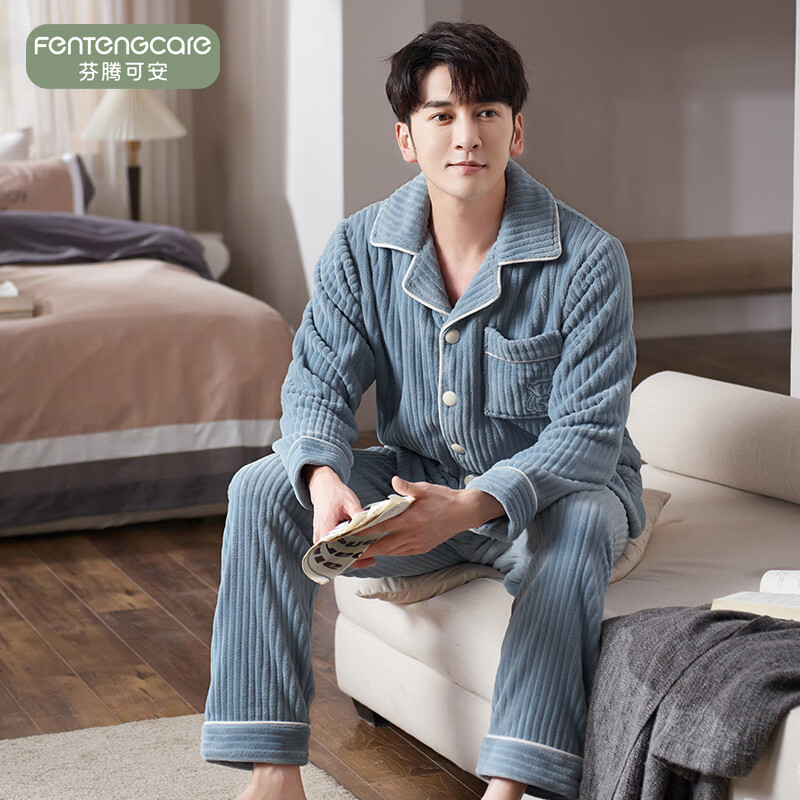 芬腾可安（FENTENGCARE）【K】情侣睡衣秋冬款珊瑚绒冬季女法兰绒加绒加厚风家居服 8162 XL