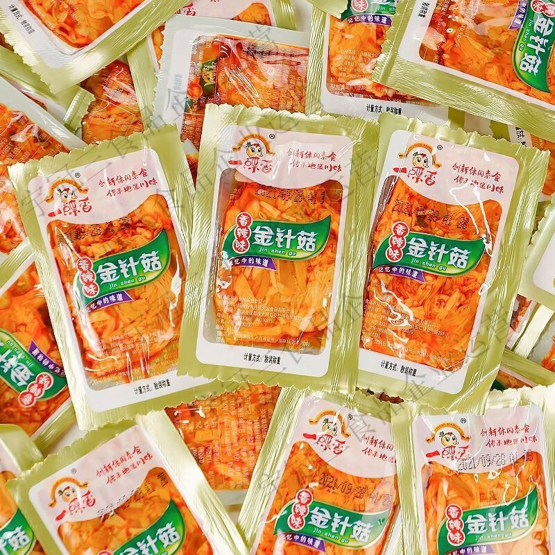 金针菇开袋即食零食500g香辣小包装腌菜咸菜下饭菜宿舍囤货 香辣金针菇1斤约25小包