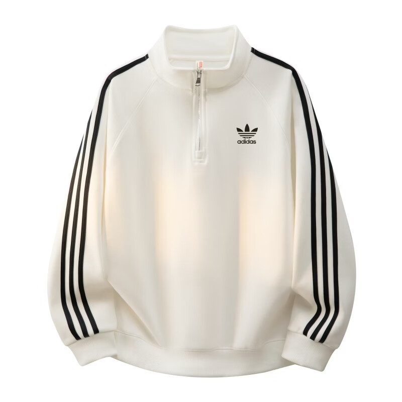 Y-3阿迪三叶草三杠休闲运动套装男女款长裤卫衣穿搭春秋季潮牌两件套 白色 L 建议体重115~130斤