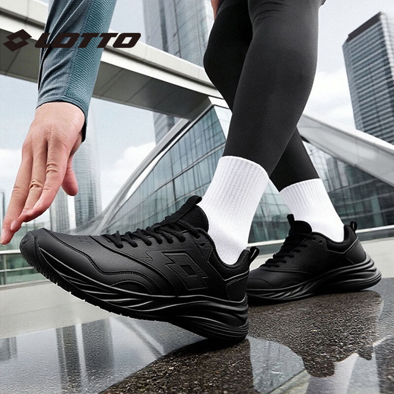 乐途（LOTTO）跑步鞋男女同款运动鞋防滑耐磨减震透气春秋户外休闲鞋 黑色【1178】 42