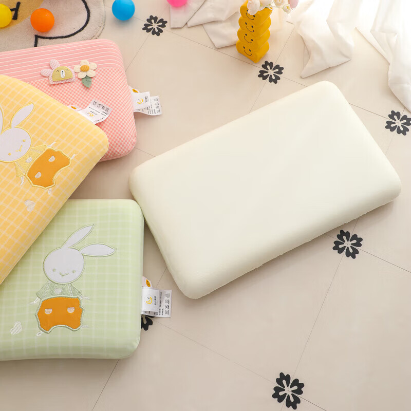 【甄选直发】儿童枕头护颈护脊枕幼儿园可拆洗1-12岁宝宝午睡记忆 小白兔儿童记忆枕-粉色 儿童记忆枕30*50cm/只