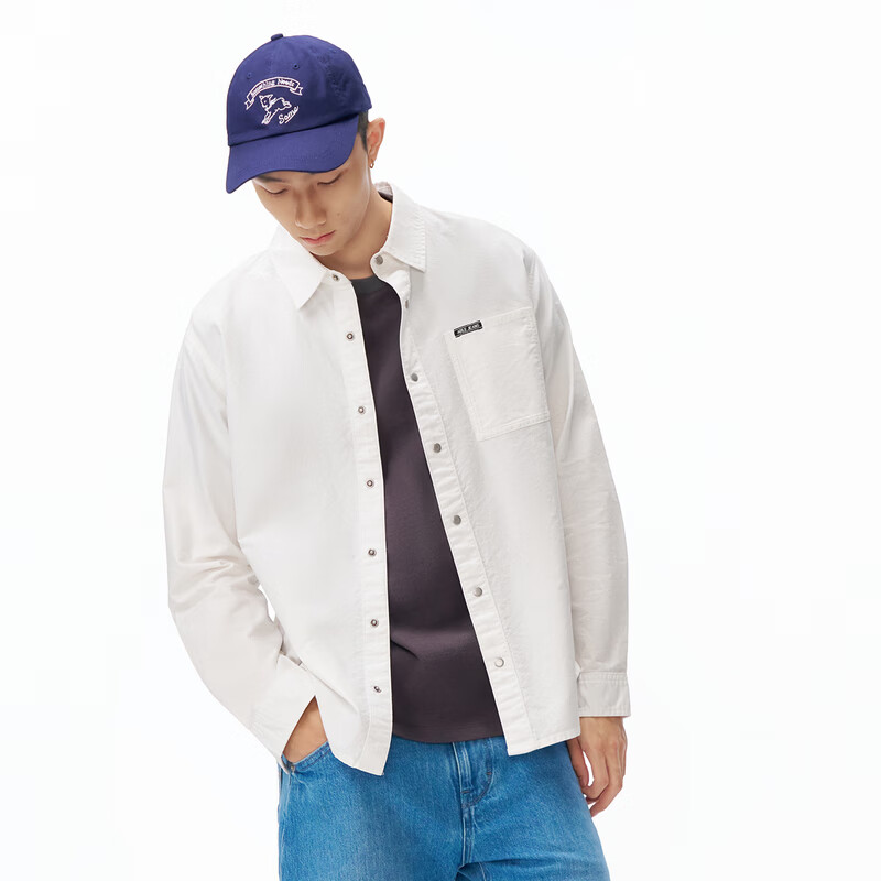 ABLE JEANS 26春新款都市工装衬衫男休闲长袖上衣修身百搭通勤外套850058 象牙白 /812 S (50-60kg)