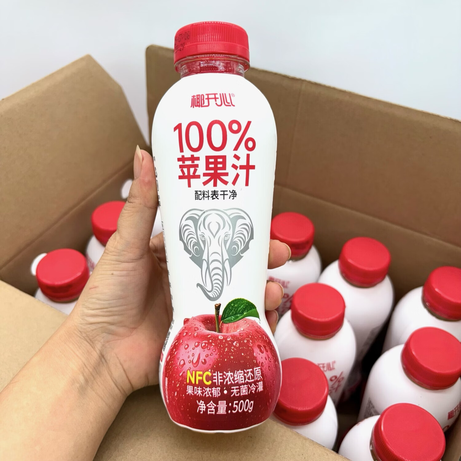 椰开心500ml椰开心100%苹果汁含NFC苹果汁原浆果汁过年瓶装饮料整箱批发 500ml椰开心苹果汁15瓶【整箱】