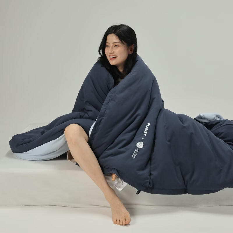 ROLAND LIVE酣睡星球双层控温被懒人被可水洗被子四季被子加厚保暖冬被双人被 LFS 酣睡星球双层控温被-远山蓝 150cm*200cm【约5.9斤】