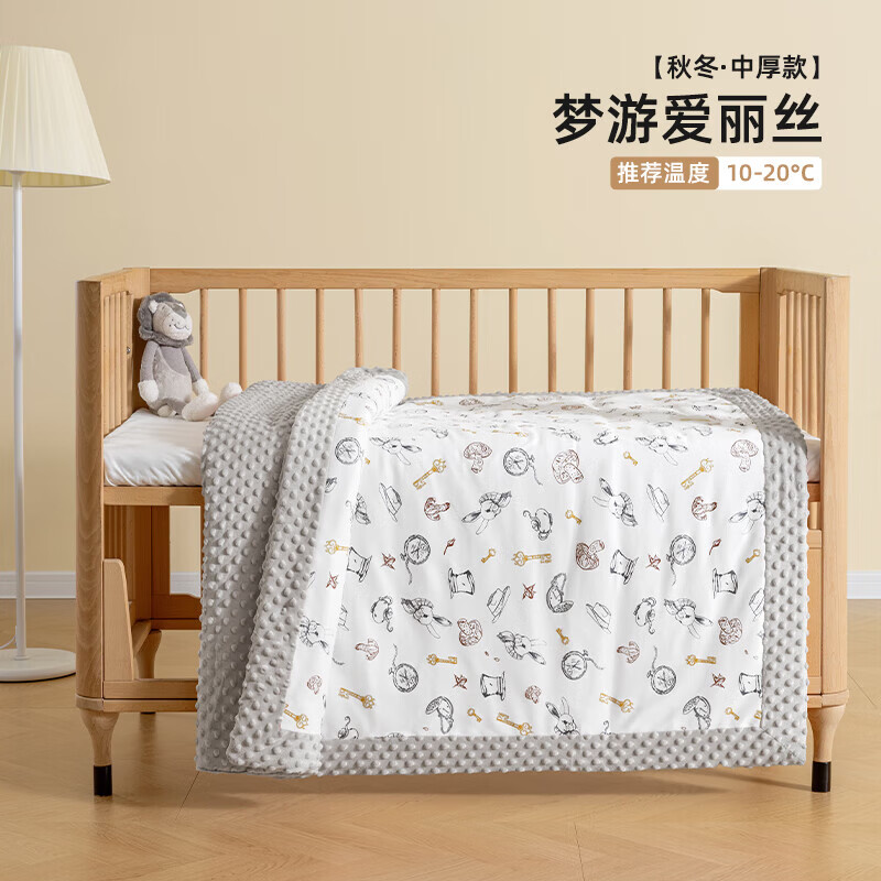 贝肽斯豆豆毯婴儿被子春秋安抚豆豆被空调被儿童幼儿园被子 梦游爱丽丝 【双层20-26°】110×140cm