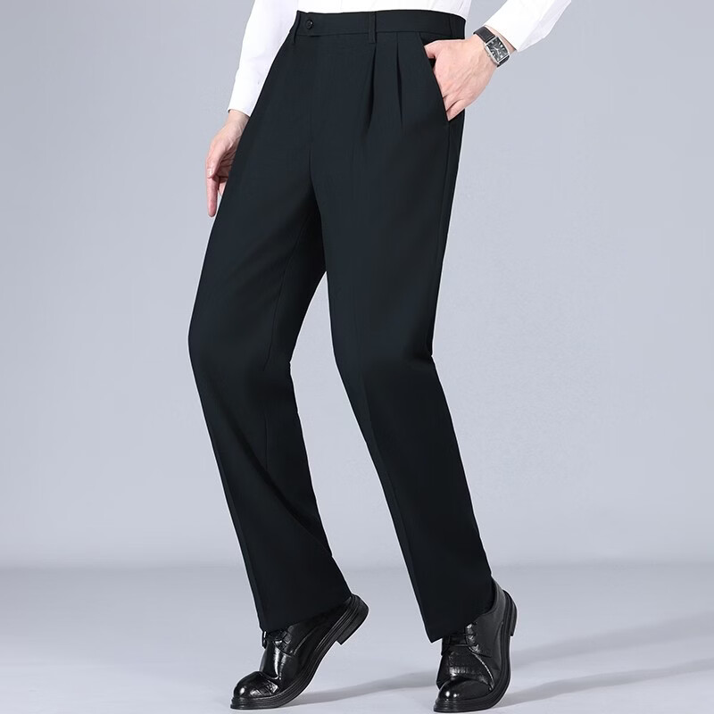 LILANG【双褶宽松版型】利郎秋冬上新全羊毛男士休闲西裤舒适免烫款 藏蓝色 38 【腰围3尺0】