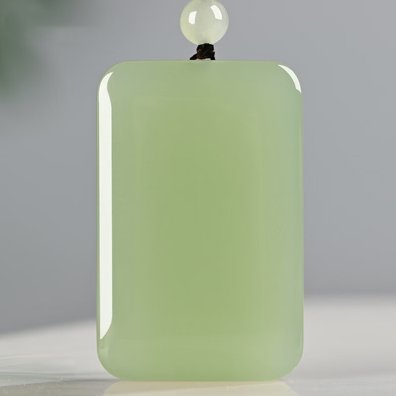 和田玉平安无事牌男女玉器礼物吊坠湖水绿首饰挂件护身符珠宝玉佩 大款(50mm30mm)