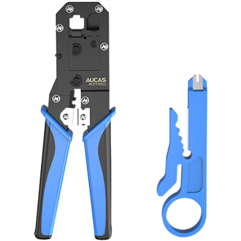 奧卡斯棘輪省力網(wǎng)線鉗水晶頭壓線鉗網(wǎng)口網(wǎng)線接頭工具套裝壓線器儀夾線鉗超5五6六7七類多功能專用網(wǎng)鉗 棘輪省力網(wǎng)線鉗【剝線刀+2個(gè)刀片】