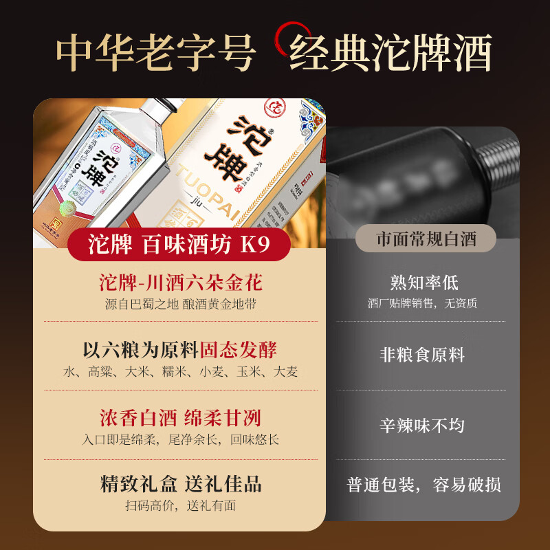 沱牌百味酒坊K9 舍得酒 浓香型白酒 500mL 整箱装 中华老字号 42度 500mL 6瓶 沱牌k9 整箱