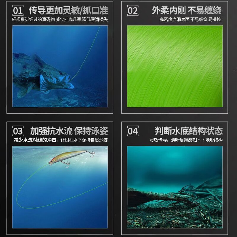 YGK BKUPE进口13编包芯沉水路亚专用pe线主线鱼线强拉力超顺滑线 13编包芯速沉水PE线500米 8.0号【包沉水-超顺滑】