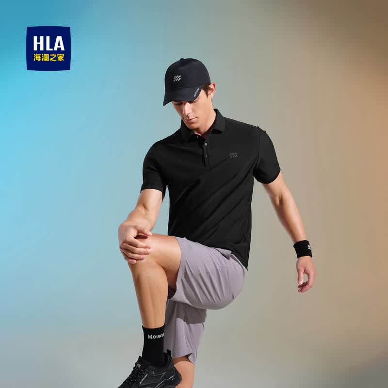 海澜之家（HLA）短袖POLO衫男款翻领短袖男夏季 运动系列-黑色1B HNTPW2W032A XL 180/96A推荐76-82kg