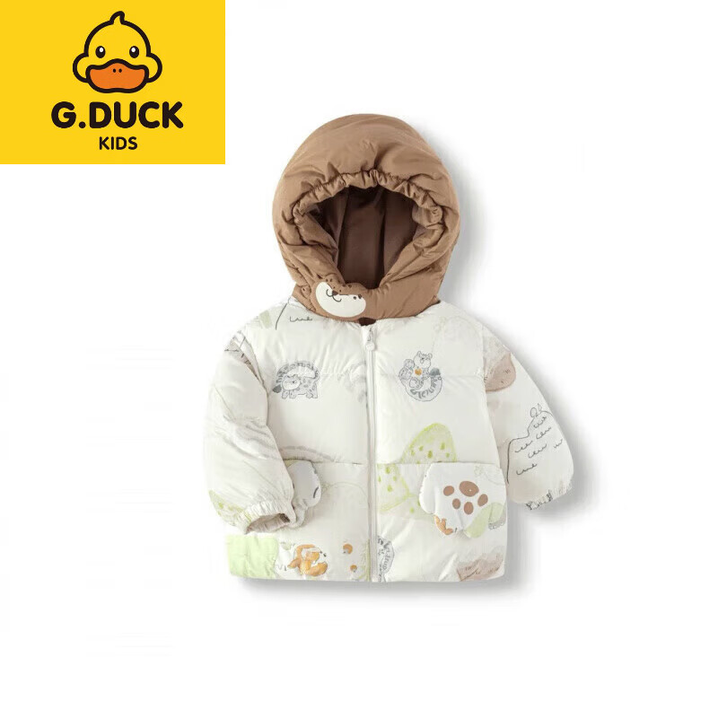 G.duck儿童羽绒服婴儿女童宝宝2025保暖男童新款短款冬季加厚外套高品质 白色 90