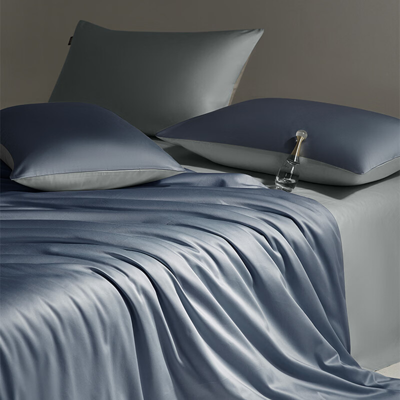 多喜爱（Dohia）全棉60支四件套纯棉三件套简约60s全棉床上四件套床单被套 【全棉60支 简约轻奢】 浅茉水手蓝 1.8m 床单款 四件套 被套230*229cm