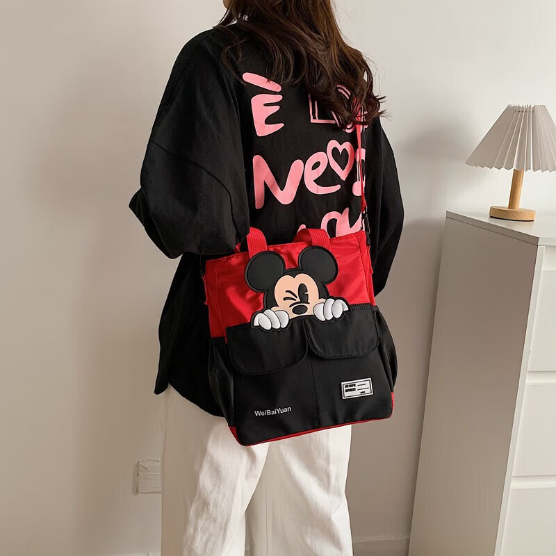 牛津儿童补习袋小学生男女卡通手提大容量单肩斜挎包书包 黑色