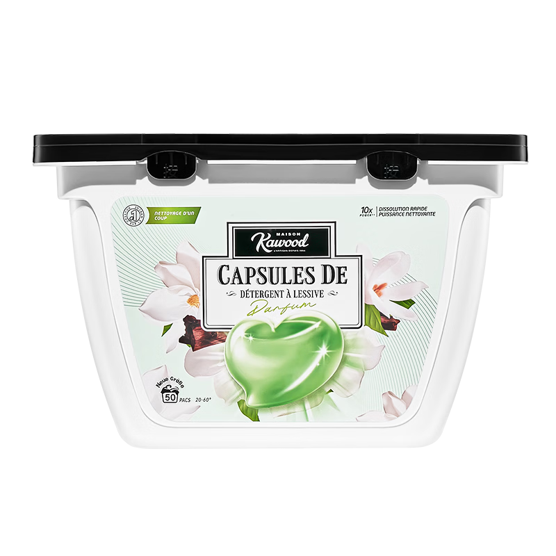 家务KAWOOD四季繁花洗衣胶囊除菌除螨10倍洁净力 柔顺亲肤孕婴可用 晚秋鈴蘭&佛手柑50颗+40颗袋装*2