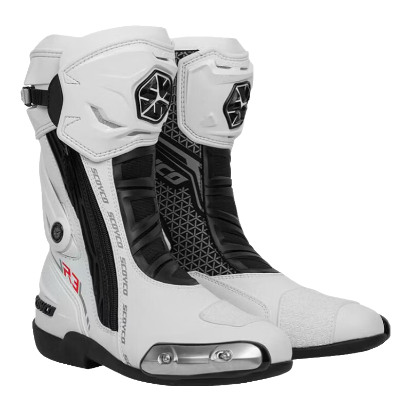 赛羽街跑骑行靴机车防摔鞋女骑士竞赛公路赛车鞋男款四季竞技靴MR003 皓月白【男款】新品 42