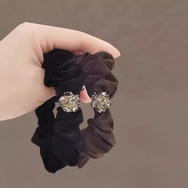 唐芙妮扎头发皮筋大肠发圈女高弹力耐用无痕不伤发轻奢头花发饰布艺头绳 1根黑色+1根咖色