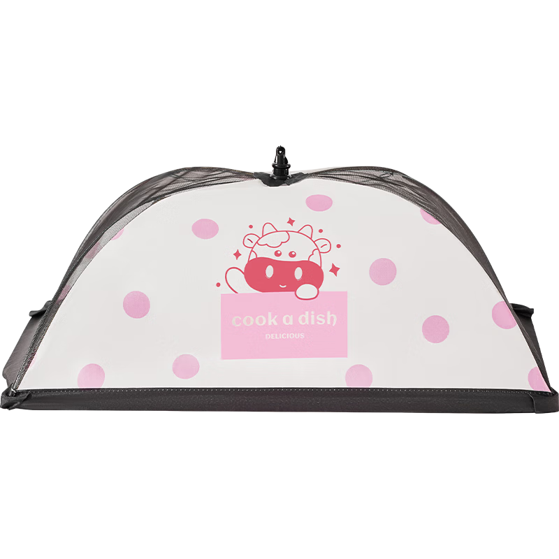 Imakara餐桌菜罩可折叠防蝇苍蝇饭罩盖菜罩神器剩菜食物防尘罩饭菜盖罩子 长方形-透气遮菜罩(小牛图案)