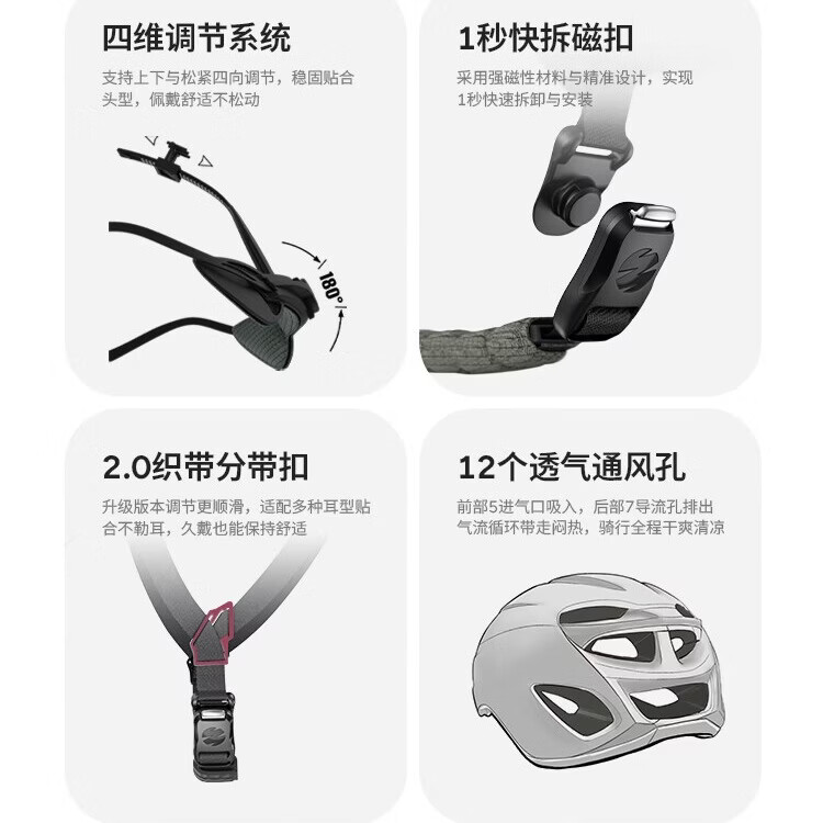 森瑞梦TT-93气动骑行头盔自行车公路车山地车安全帽男女骑行装备 3D GRID 燕黑 L（适用于57-61CM）