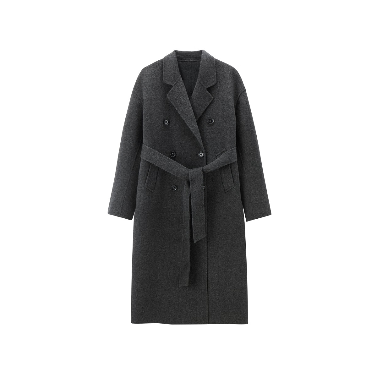 太平鸟大师甄绒甄毛系列新中式优雅双面呢大衣冬季毛呢外套合集 经典双面呢大衣灰色 常规 M