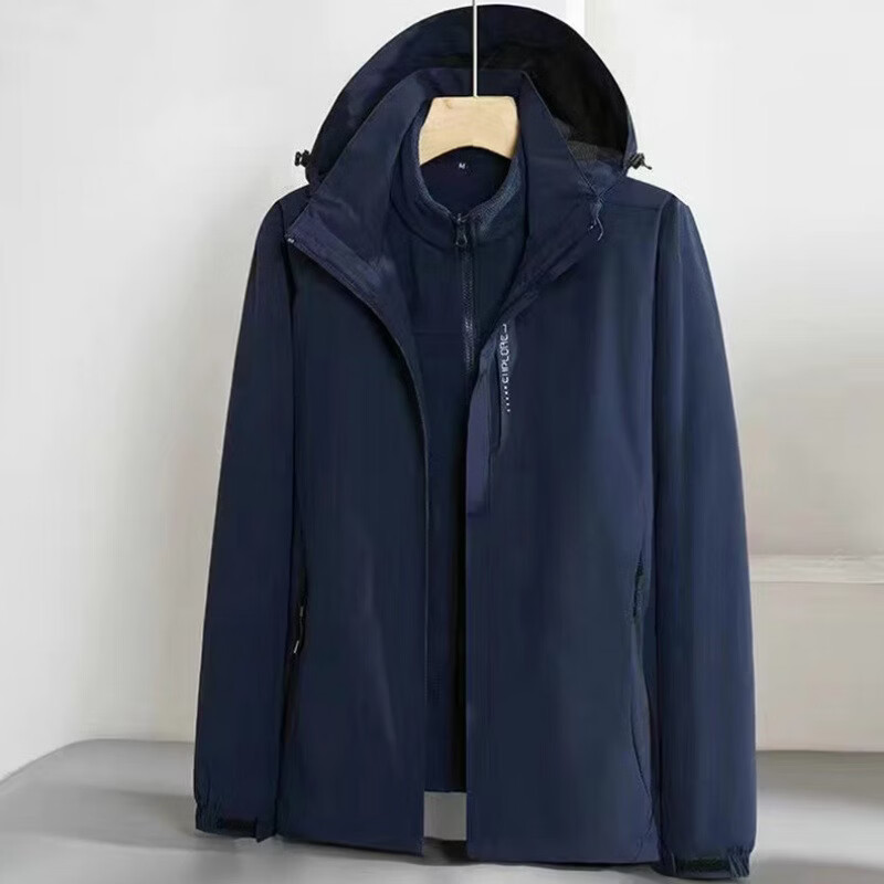 三合一冲锋衣印绣LOGO男女外套冬季防水户外运动夹克校服防风保暖 雾兰男单夹克 5XL