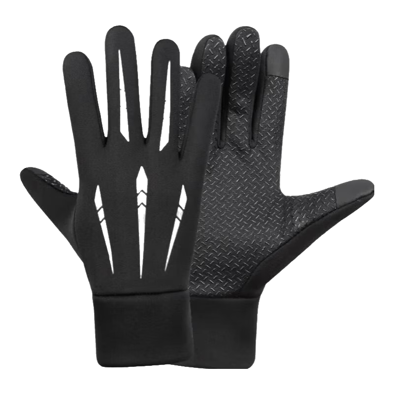 【京东物流】加绒加厚保暖摩托车手套冬季防寒骑行装备骑车全指男触屏手套防滑电动车保暖骑行手套 蓝色条纹【保暖户外骑行防风防水】