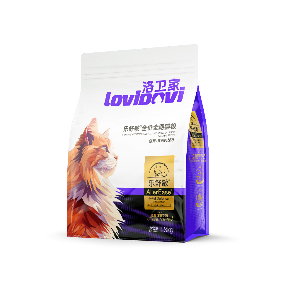 LOVIDOVI洛卫家抗过敏猫粮 防猫毛过敏鲜肉无谷高蛋白 幼猫成猫低敏猫粮1.8kg