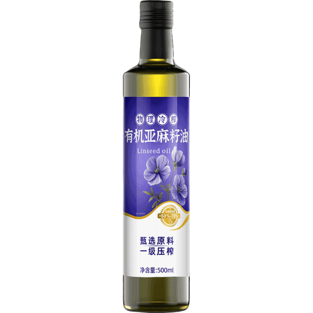 圣橄园有机纯正亚麻籽油500ml一级冷榨儿童热炒食用油适合宝宝健康辅食 有机亚麻籽油500ml