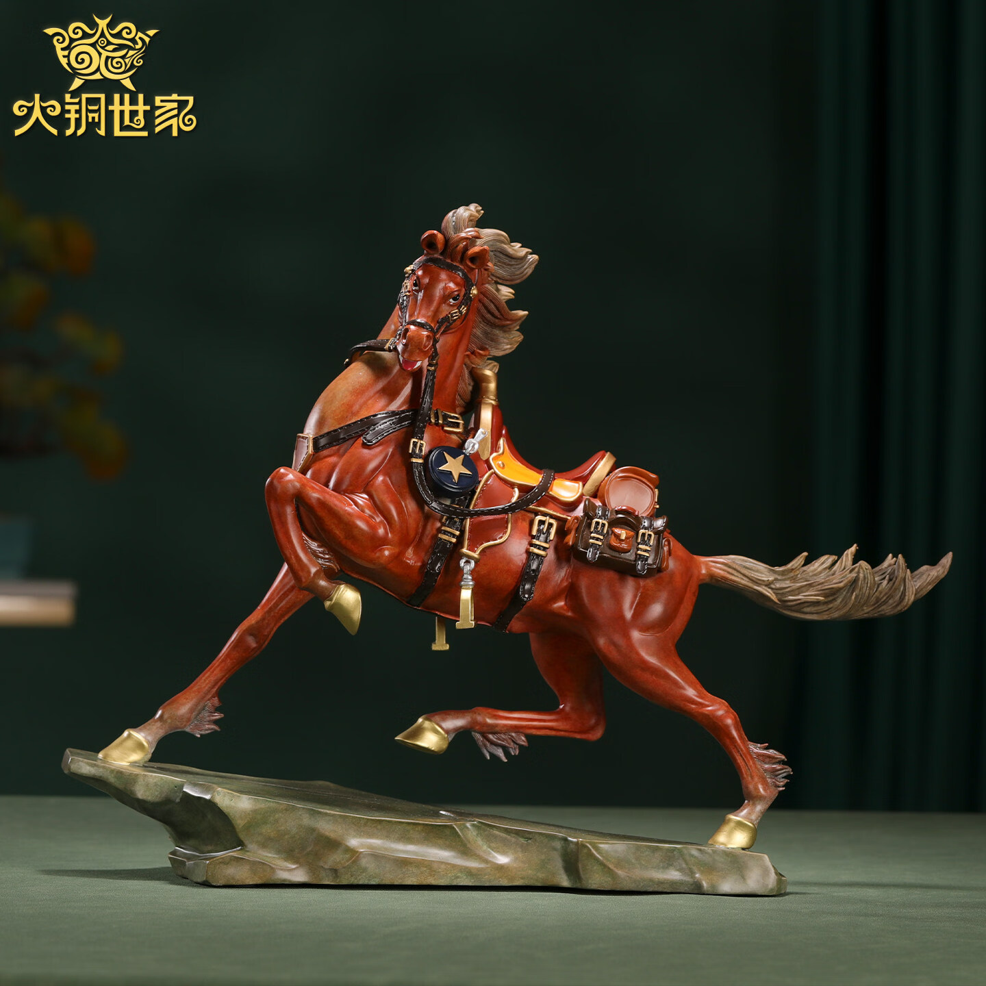 大铜世家黄铜奔腾奋进马摆件家居客厅玄关装饰摆件马年吉祥物乔迁开业礼品 (顺丰包邮)TZF奔腾奋进(棕色) 无规格