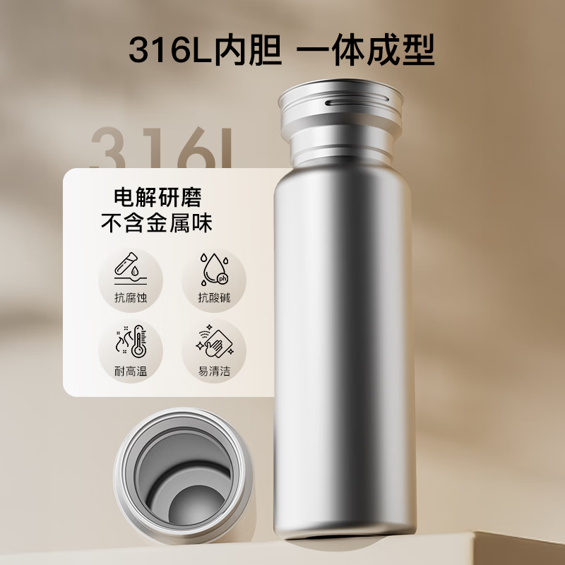 富光保温杯316L不锈钢水杯男女士商务泡茶大容量水杯子茶水分离泡茶杯 500ML 【旋盖 316L内胆】 琉光银