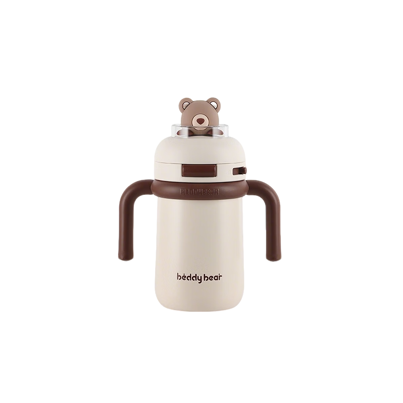 杯具熊（BEDDYBEAR）圆舱儿童保温杯带手柄吸管水杯316不锈钢宝宝学饮杯子350ML眺望熊