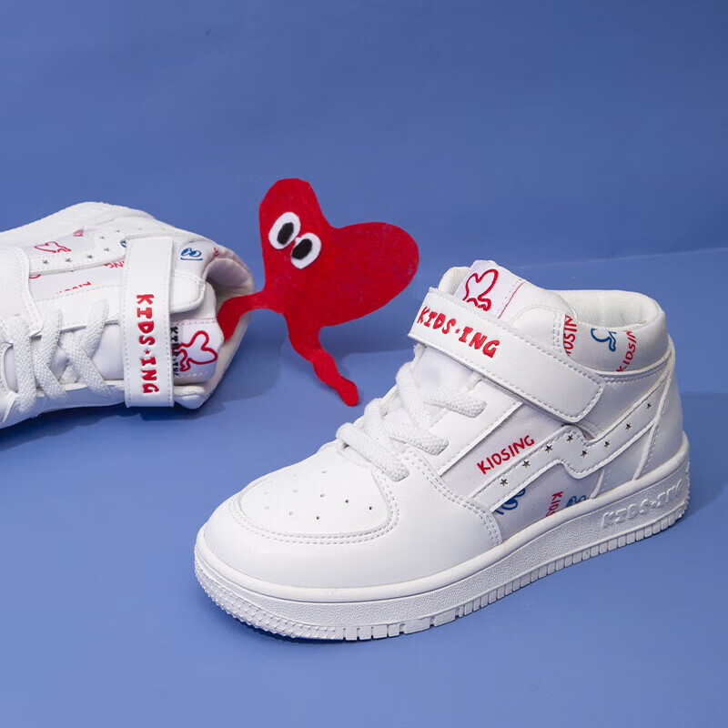 kids.ing【售罄不补】校园小白鞋儿童板鞋休闲鞋男女童中大童运动休闲板鞋 白色涂鸦 37 适合脚长22.6-23.2cm