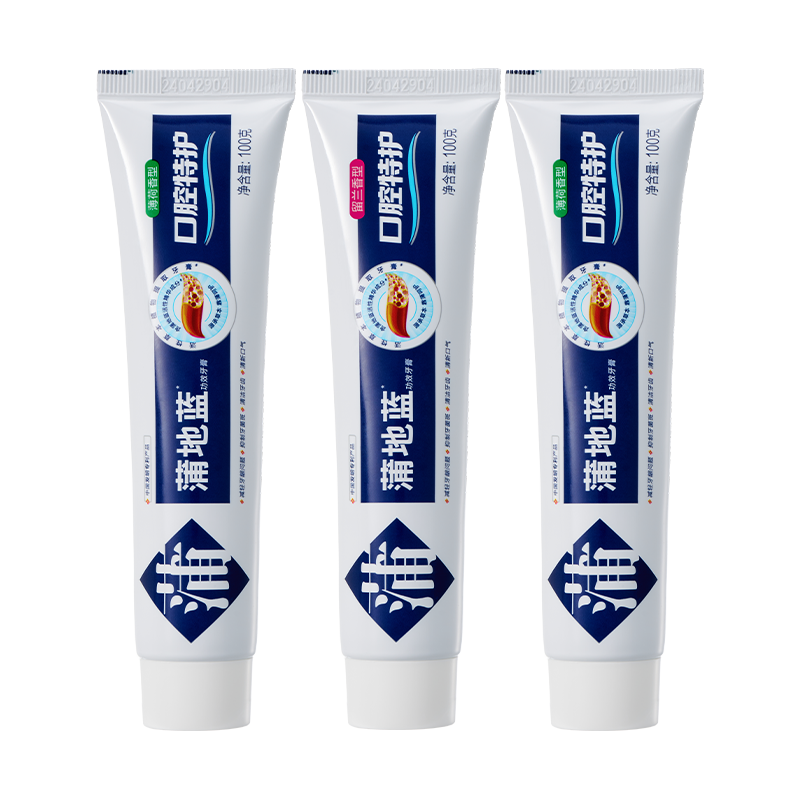 蒲地蓝口腔特护功效牙膏 护龈抑菌除口臭 100g*3支 薄荷+留兰 不含氟