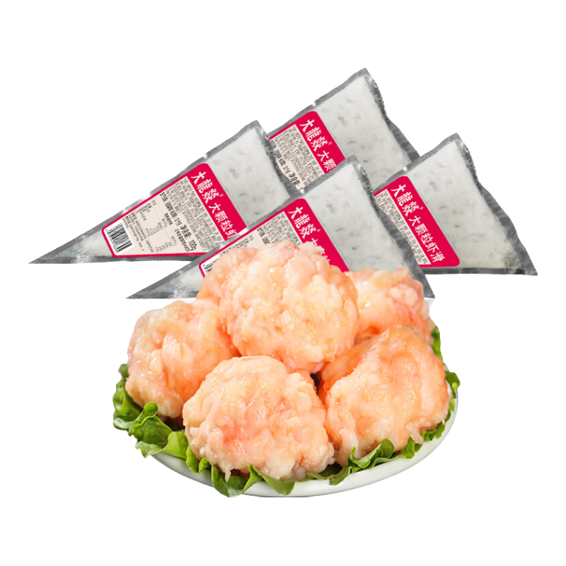 大龍燚虾滑100g*4火锅食材预制菜早餐虾仁含量90%+ 