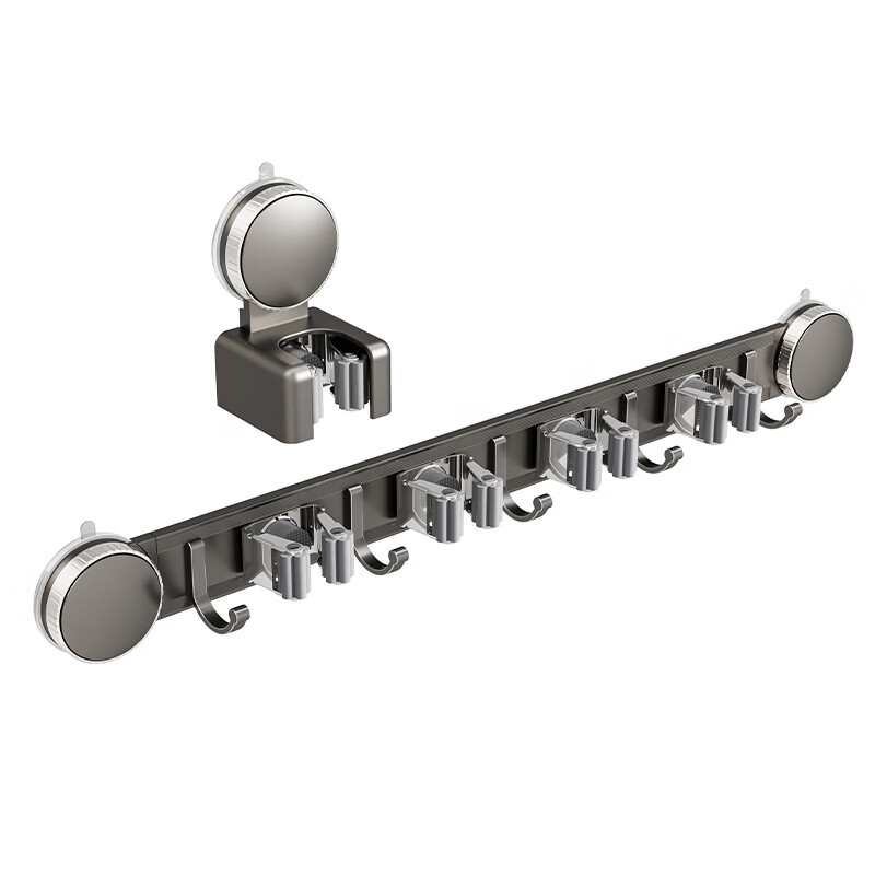 丹乐(DANLE)吸盘拖把壁挂夹卫生间免打孔墙上门后扫把拖布挂钩固定架收纳神器 奶油白-5夹6钩【吸盘式】